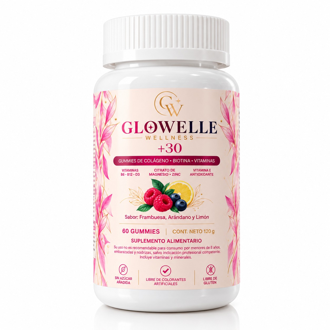 Frasco de 60 gummies.